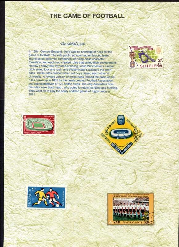Sport - 99 Stamps on 20 A4 (297 x 210 mm) Presentation Pages About The Game of Football (Soccer)