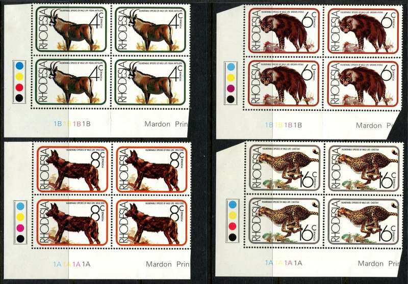 Rhodesia - Set of 4 Control Blocks of 4 - 1976 - MNH