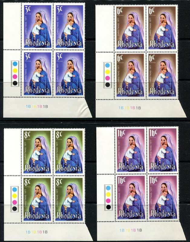 Rhodesia - Set of 4 Control Blocks of 4 - 1977 - MNH