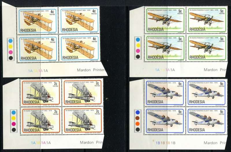 Rhodesia - Aircraft - Set of 6 Control Blocks of 4 - 1978 - MNH