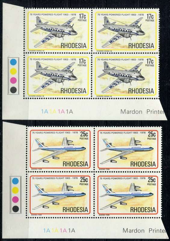 Rhodesia - Aircraft - Set of 6 Control Blocks of 4 - 1978 - MNH