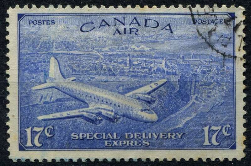 Canada - Aircraft - 1946 - Used - Circumflex Accent in Express  (Afrikaans = Kappie op E)