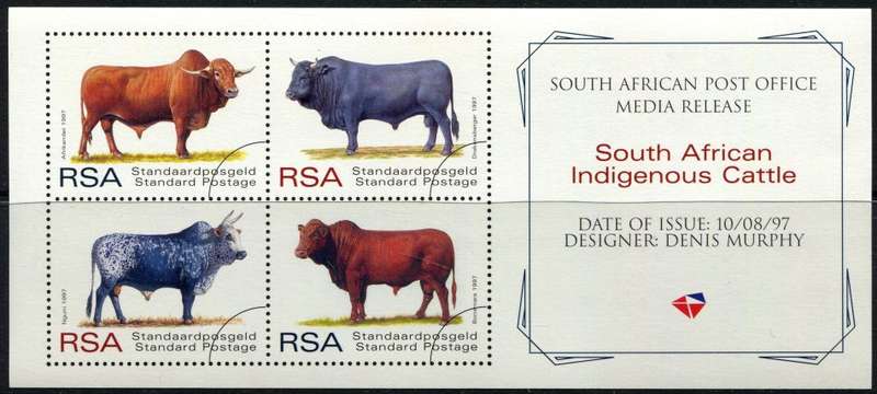 RSA - Bulls -  Miniature Sheet - Cinderella - Press Release - 1997 - MNH