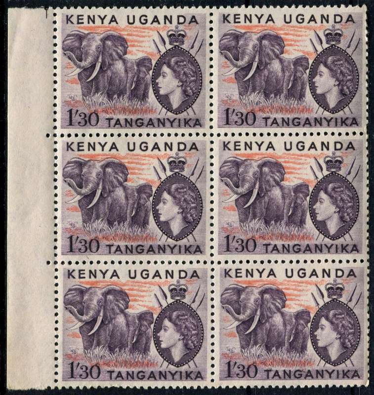 KUT - Margin Block of 6 - 1954 - MNH