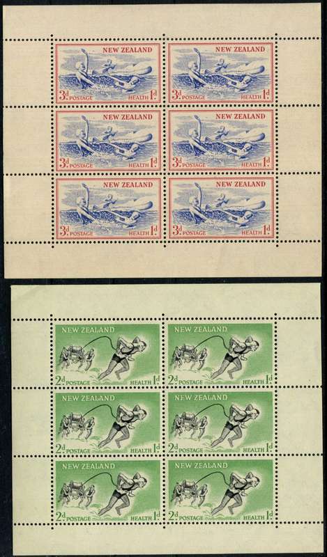 New Zealand - Set of 2 Sheets of 6 - Sport - 1957 - MNH - Wmk Side Ways