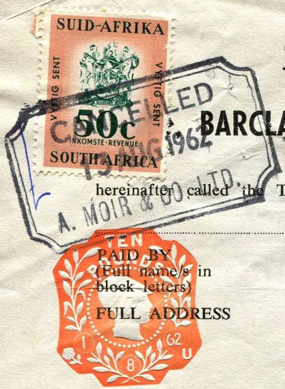 RSA - Revenue Document - 50c Stamp with Afrikaans on Both Sides