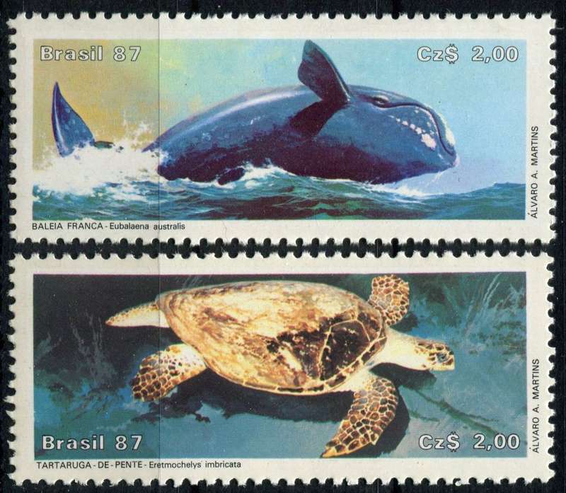 Brazil - Water Life - Whale/Turtle - 1987 - MNH