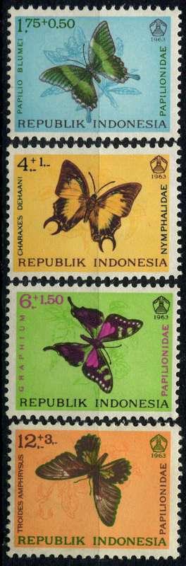 Indonesia - Butterflies - 1963 - MM