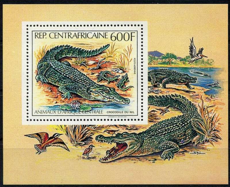 Central Africa - Miniature Sheet - Crocodiles - 1982 -MNH