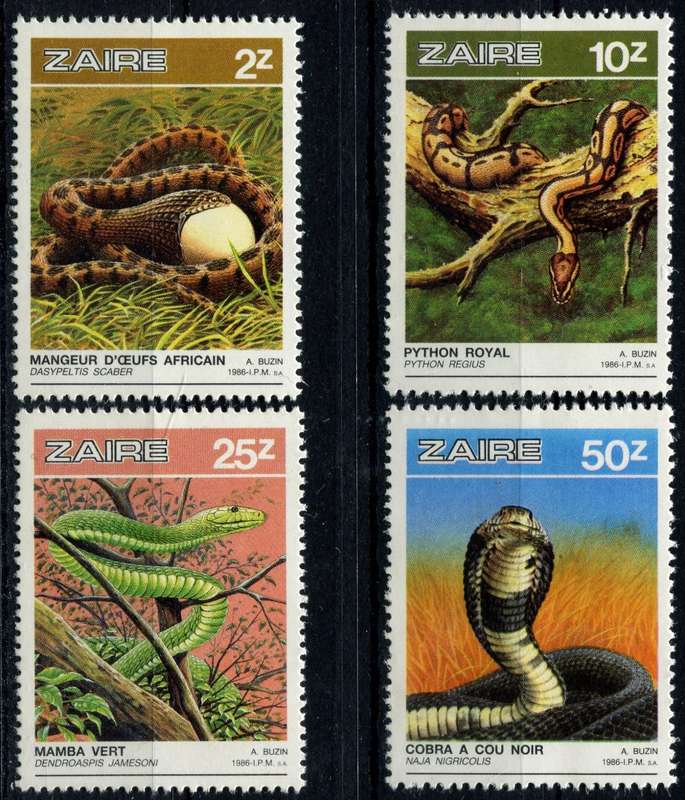 Zaire - Snakes - 1987 - MNH
