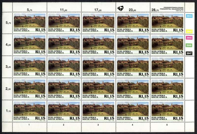 RSA - Nelson Mandela - Presidential Inauguration - Set of 4 Full Sheets of 25 - 1994 - MNH