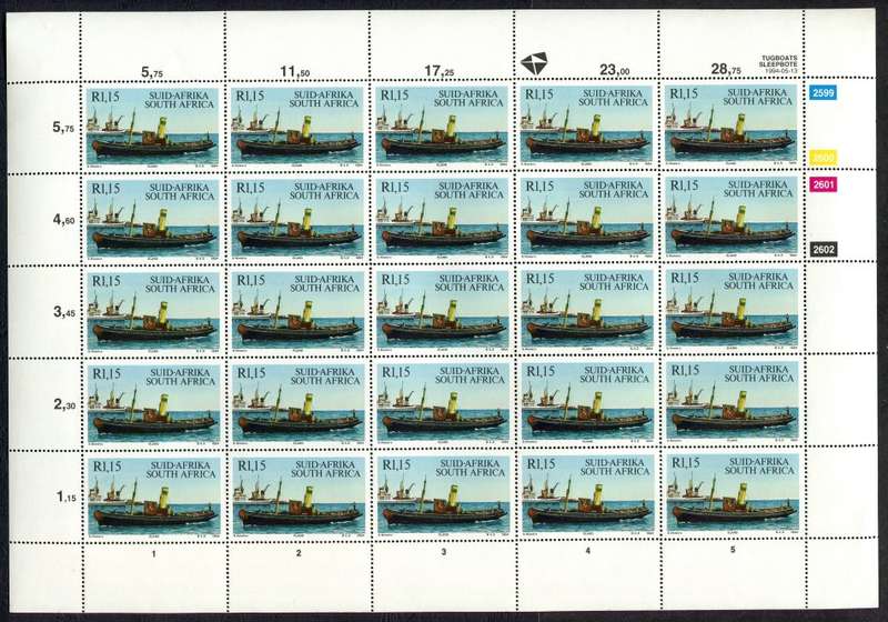 RSA - Tugboats - Set of 5 Full Sheets of 25 - 1994 - MNH