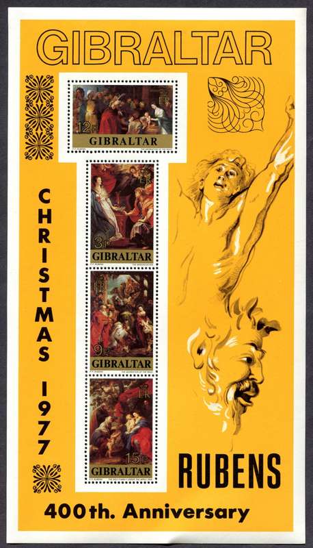 Gibraltar - Miniature Sheet - Art/Christmas - 1977 - MNH