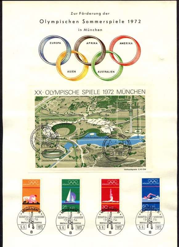 Germany - Sport Olympics - Miniature Sheet  + 4 Stamps on Sheet - 1972