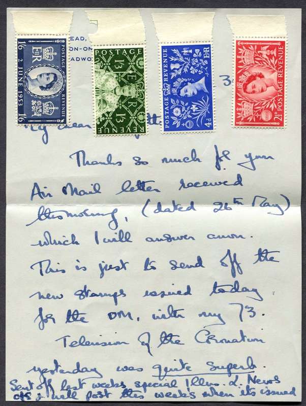 Great Britain - Cover With Letter and Unmounted Mint Set (Attached To Letter In The Margin)