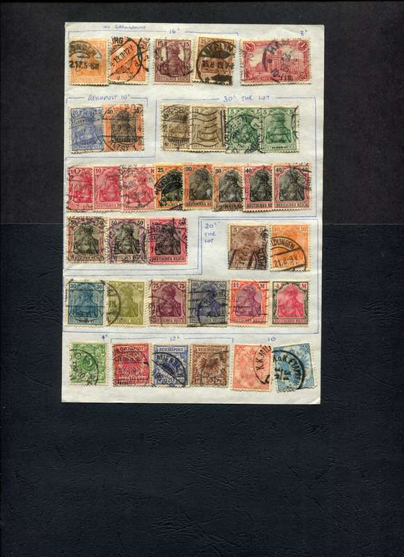 Germany - 36 Stamps Mounted (Hinged) On Old Approval Page