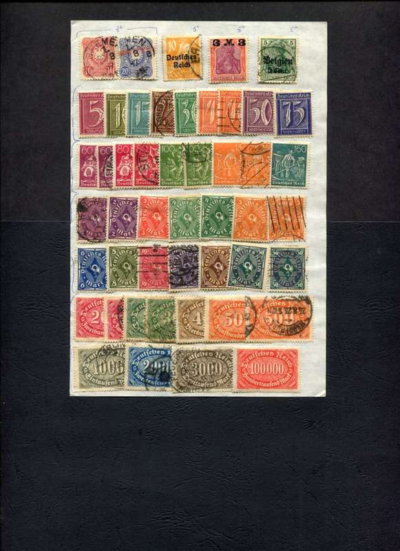 Germany - 48 Stamps Mounted (Hinged) On Old Approval Page