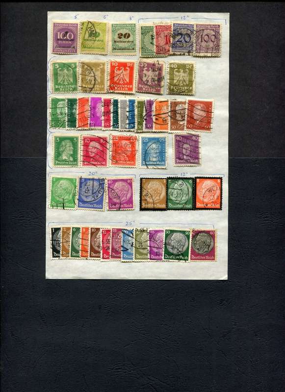 Germany - 48 Stamps Mounted (Hinged) On Old Approval Page