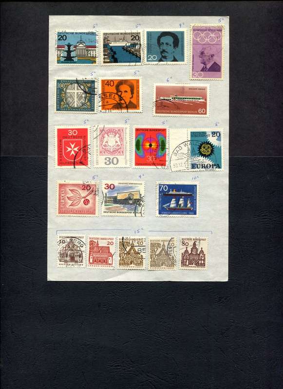 Germany - 19 Stamps Mounted (Hinged) On Old Approval Page