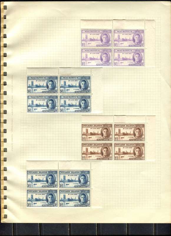 1945/6 Victory - Incomplete Omnibus In 139 Mint + 15 Used Blocks of 4 - Mounted (Hinged) In Album