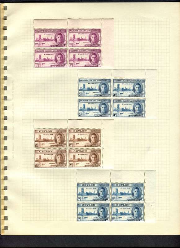 1945/6 Victory - Incomplete Omnibus In 139 Mint + 15 Used Blocks of 4 - Mounted (Hinged) In Album