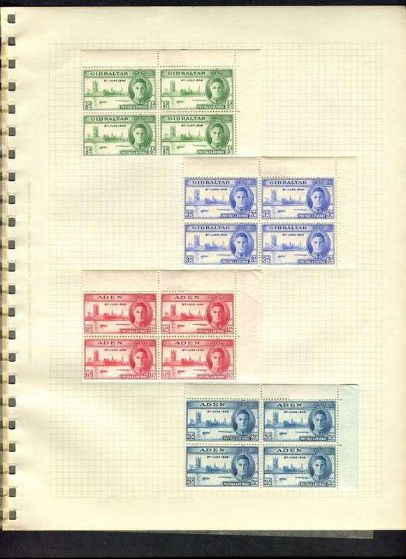 1945/6 Victory - Incomplete Omnibus In 139 Mint + 15 Used Blocks of 4 - Mounted (Hinged) In Album