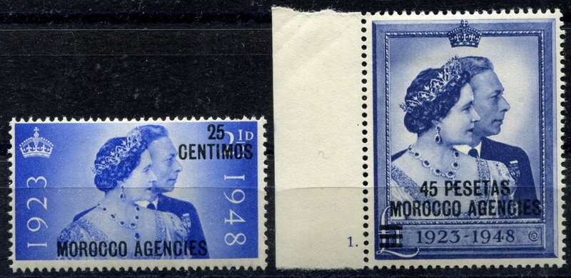 Morocco Agencies - Spanish Currency - Royal Silver Wedding - Set of 2 - 1948 - MM