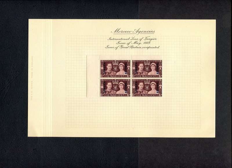 Morocco Agencies - Tangier - 1 Corner block of 4 Mounted (Hinged) on Old Album Page