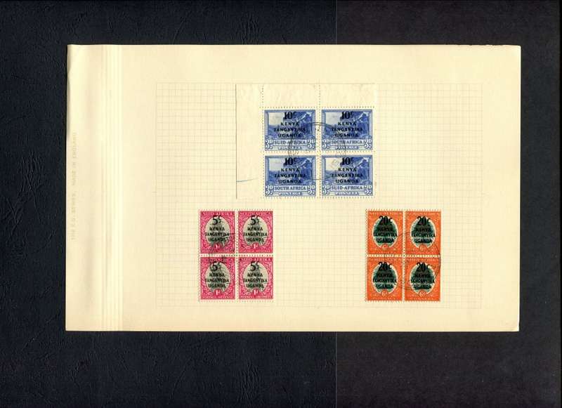 KUT - 3 Blocks of 4 Mounted (Hinged) on Old Album Page