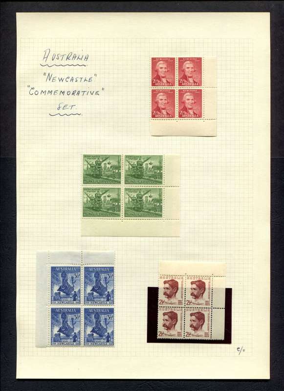 Australia - 4 Blocks of 4 Mounted (Hinged) on Old Album Page