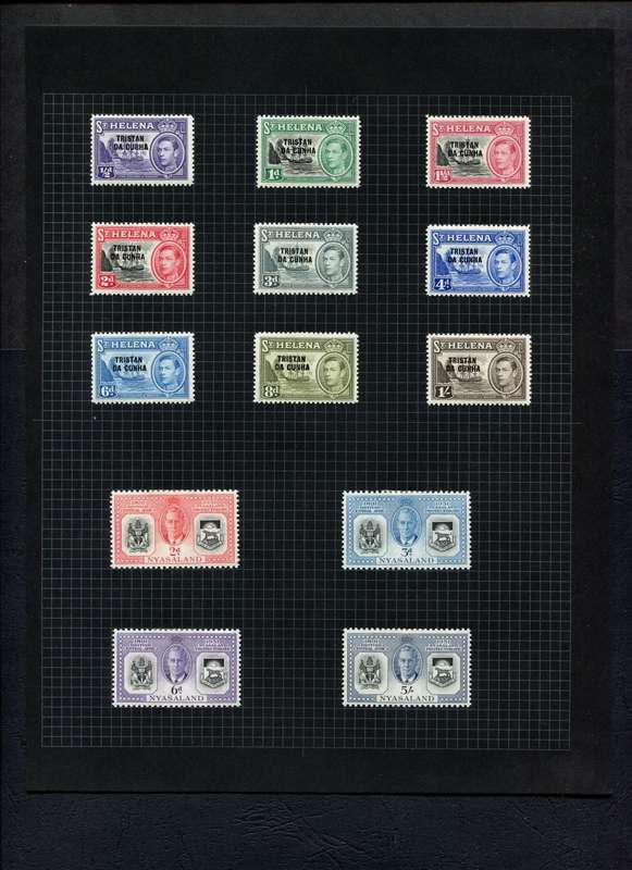 Tristan Da Cunha/Nyasaland - 13 Stamps Mounted (Hinged) on Old Album Page