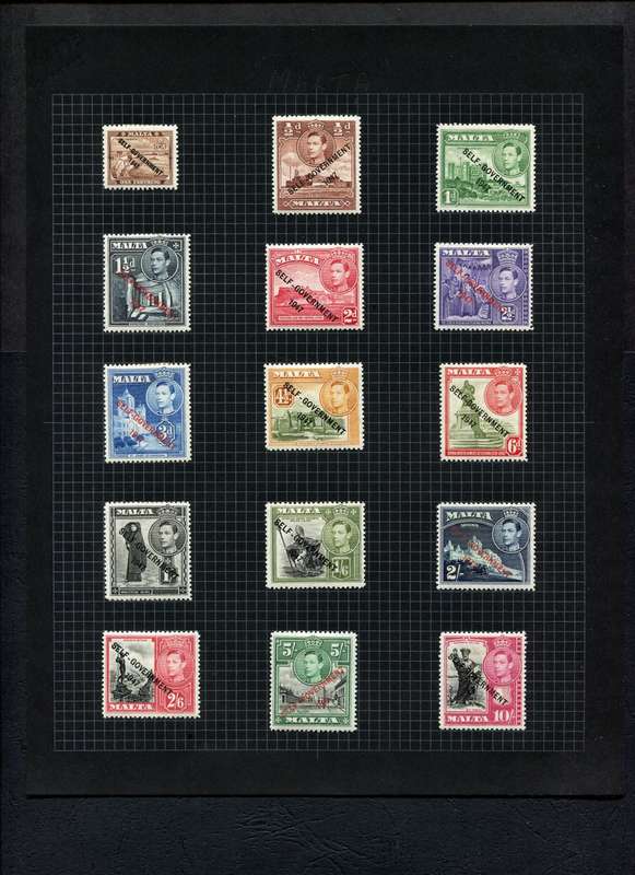Malta - 15 Stamps Mounted (Hinged) on Old Album Page