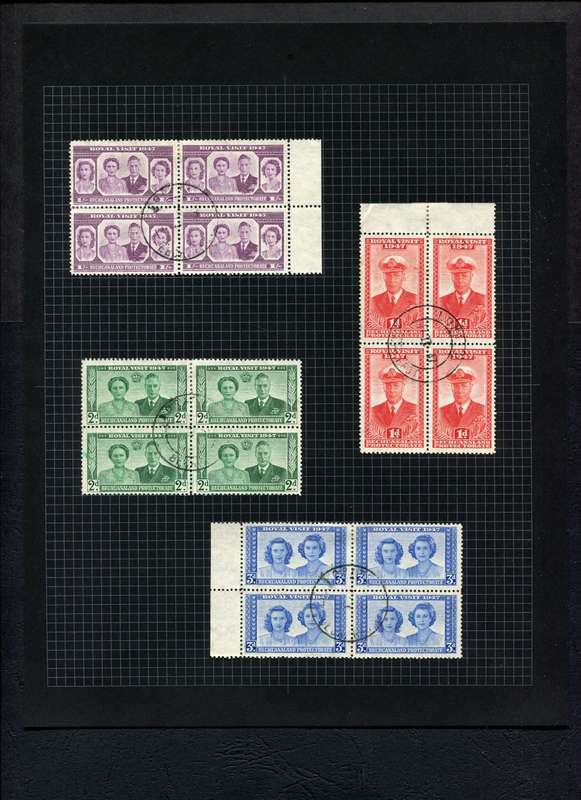 Bechuanaland - Set of 4 Blocks of 4  Mounted (Hinged) on Old Album Page