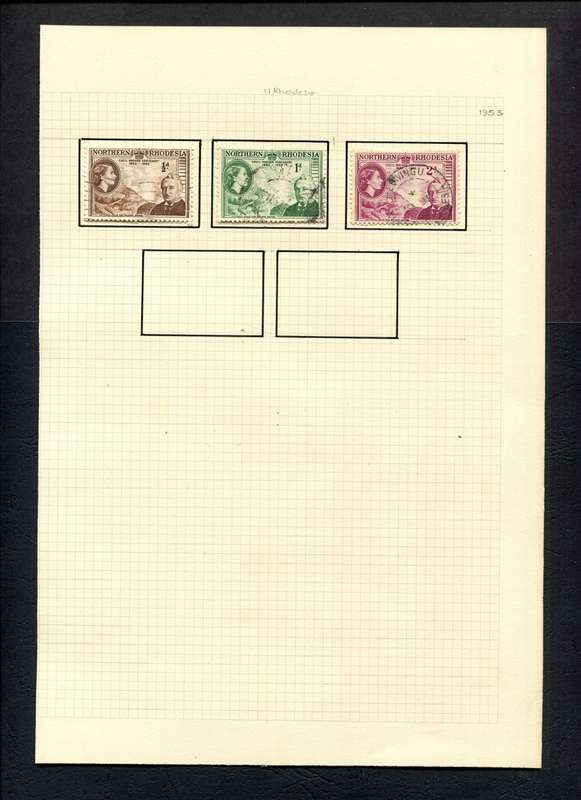 Northern Rhodesia - 3 Stamps  Mounted (Hinged) on Old Album Page