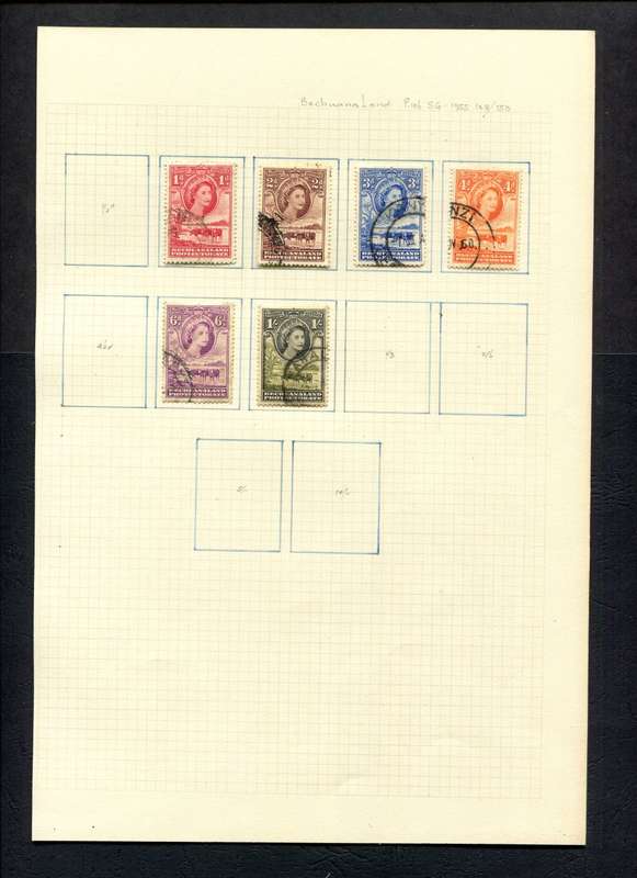 Bechuanaland - 6 Stamps  Mounted (Hinged) on Old Album Page