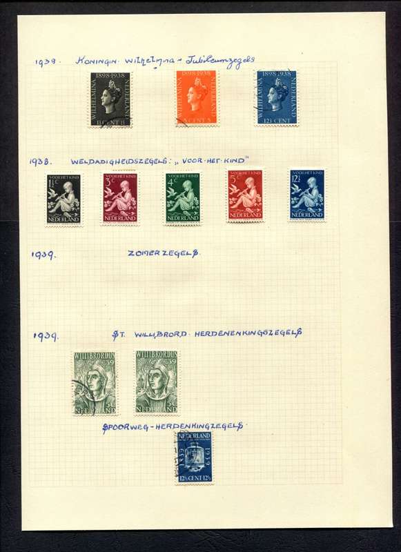 Netherlands - 11 Stamps  Mounted (Hinged) on An Old Album Page