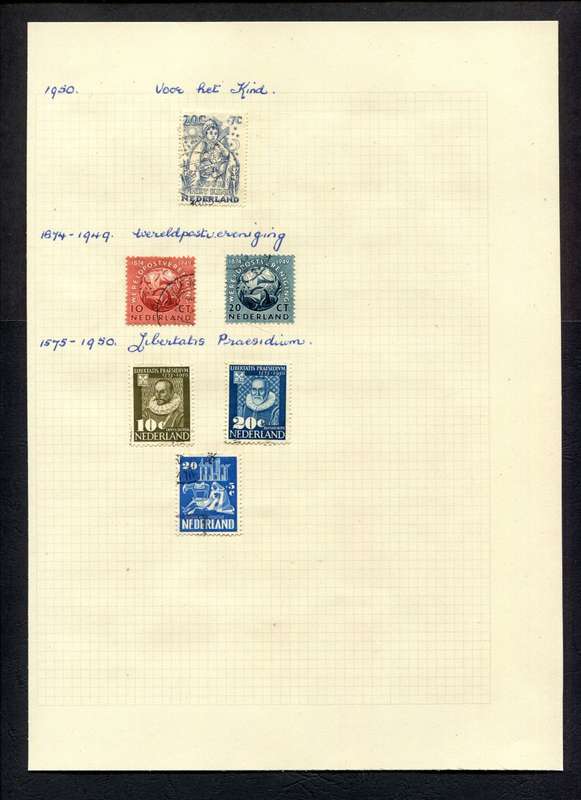 Netherlands - 6 Stamps Mounted (Hinged) on An Old Album Page