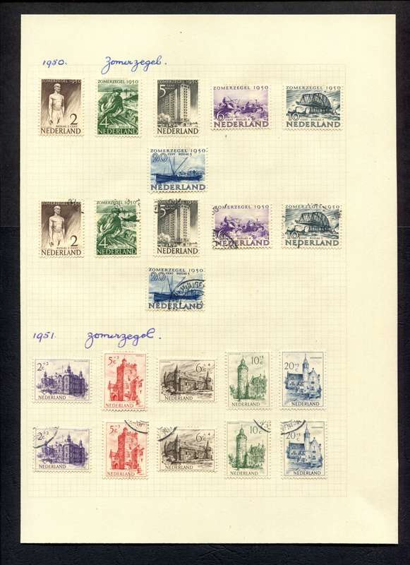 Netherlands - 22 Stamps Mounted (Hinged) on An Old Album Page