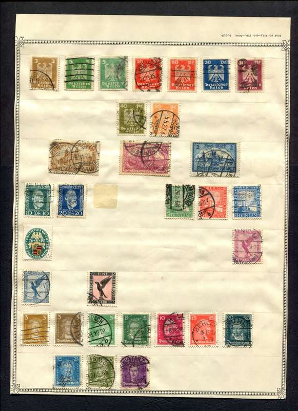 Germany - 56 Stamps Mounted (Hinged) On Both Sides Of An Old Album Page