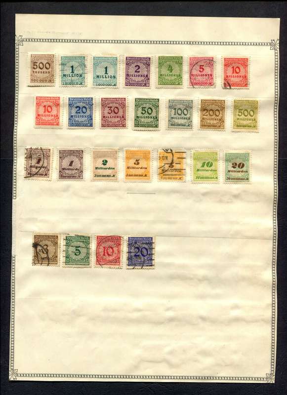 Germany - 56 Stamps Mounted (Hinged) On Both Sides Of An Old Album Page