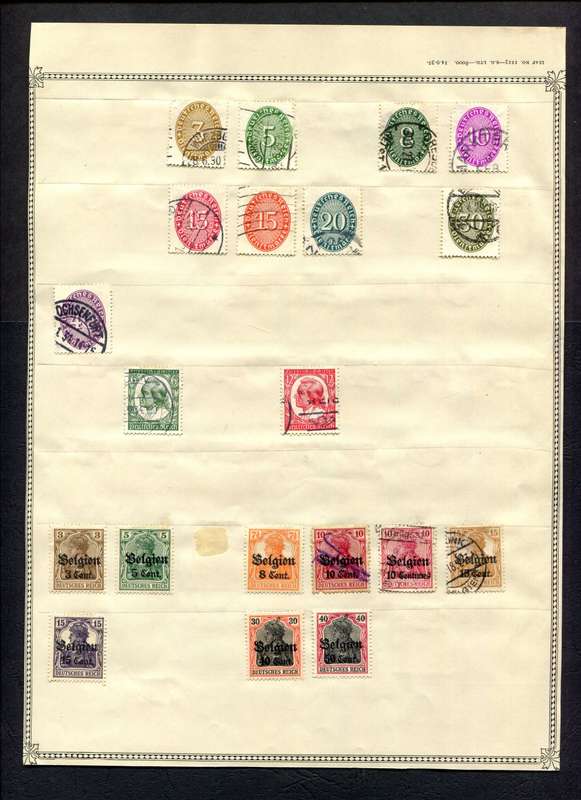 Germany - 51 Stamps Mounted (Hinged) On Both Sides Of An Old Album Page