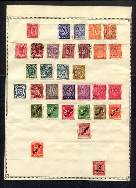 Germany - 51 Stamps Mounted (Hinged) On Both Sides Of An Old Album Page