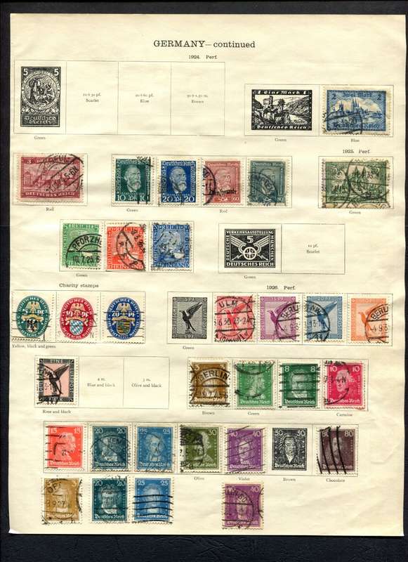 Germany - 52 Stamps Mounted (Hinged) On Both Sides Of An Old Album Page