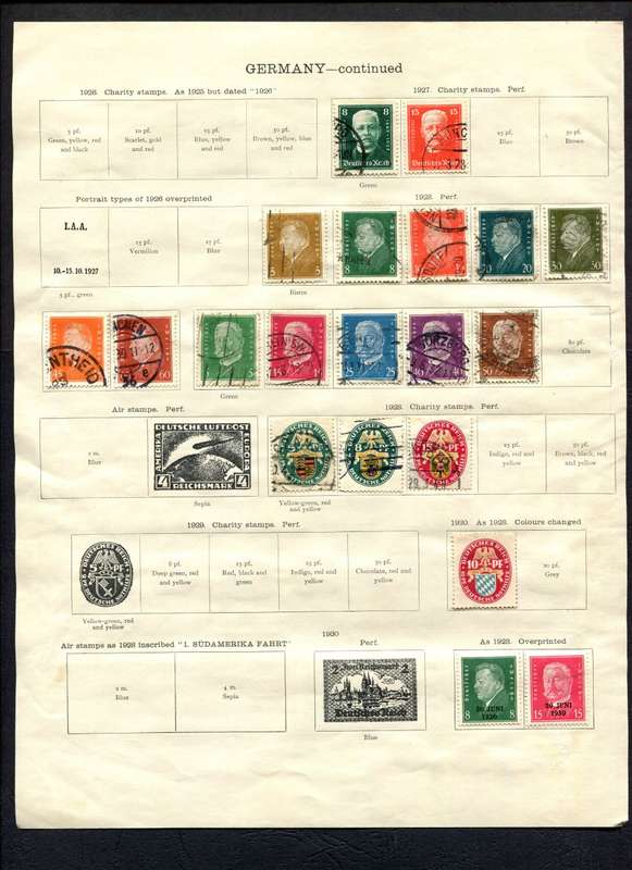 Germany - 52 Stamps Mounted (Hinged) On Both Sides Of An Old Album Page