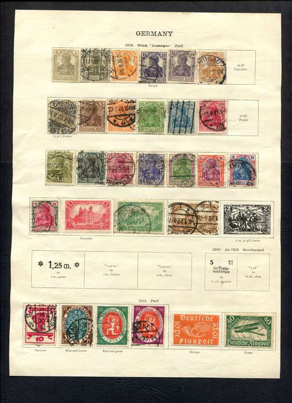 Germany - 29 Stamps Mounted (Hinged) On An Old Album Page