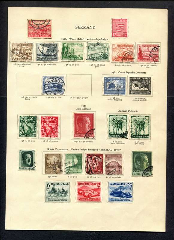 Germany - 25 Stamps Mounted (Hinged) On An Old Album Page