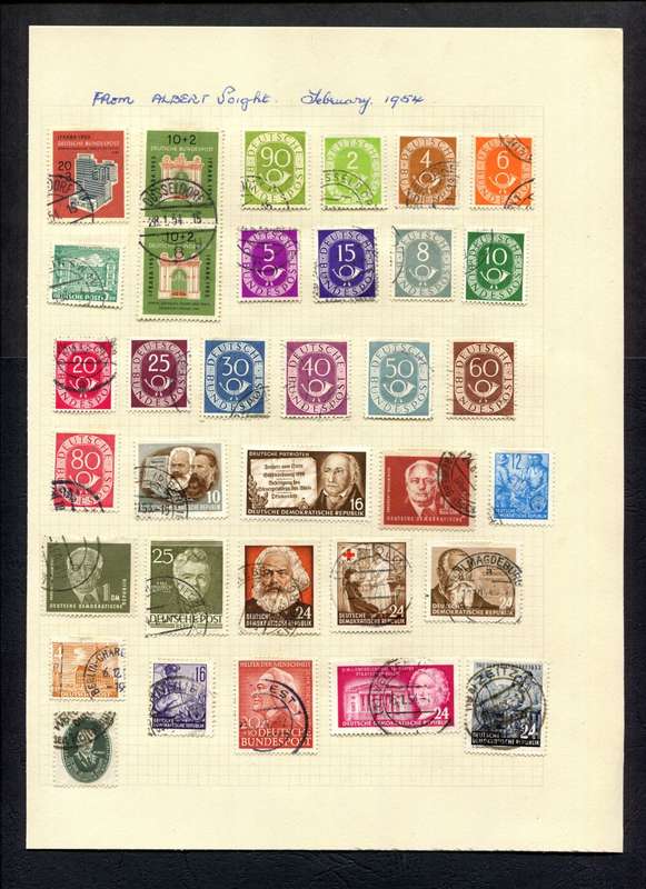 Germany - 34 Stamps Mounted (Hinged) On An Old Album Page