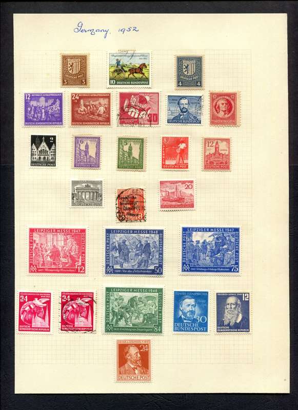 Germany - 25 Stamps Mounted (Hinged) On An Old Album Page