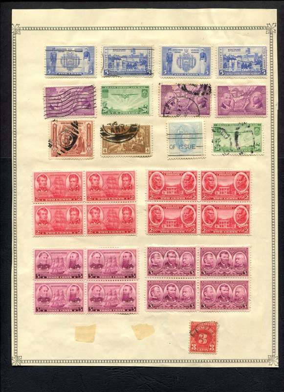 USA - 55 Stamps Mounted (Hinged) On Both Sides Of An Old Album Page