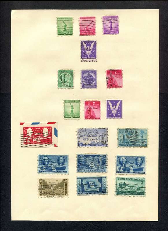USA - 18 Stamps Mounted (Hinged) On An Old Album Page